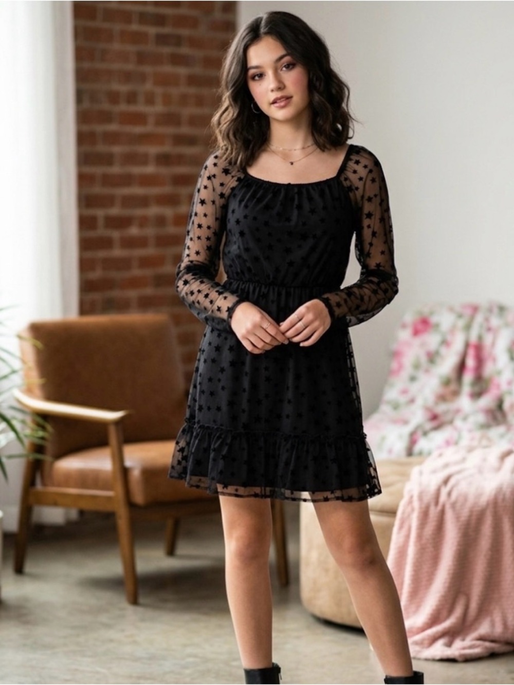 Elegant Black Starry Kids Dress